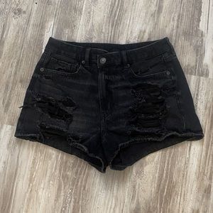 american eagle black jean shorts